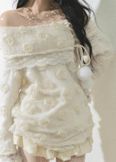 Sweet American Lace Trim Sweater